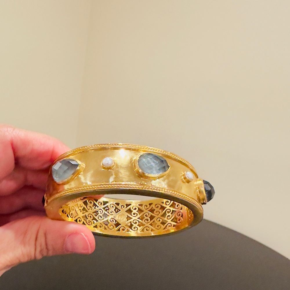 NWT Authentic Luxury Bohemian Julie Vos Cannes Gemstone Statement Hinge Bangle - Picture 12 of 17